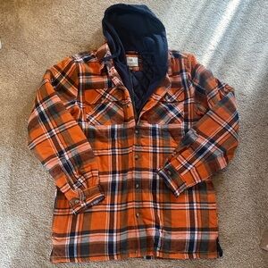 Legendary Whitetails Maplewood Hooded Flannel Shirt Jacket Tomahawk Plaid Sz LT